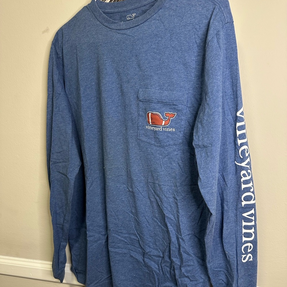 Vineyard Vines Men's Heather Blue Long Sleeve Tee